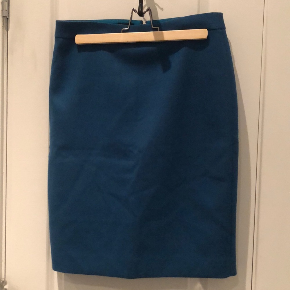 J Crew No. 2 pencil skirt, wool, teal, sz 4